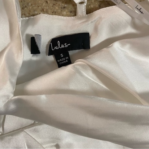 NWOT Lulus Caught Feelings White Satin Ruffled Midi Dress - Picture 10 of 13